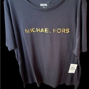 Michael Kors Navy T-Shirt with Gold Logo